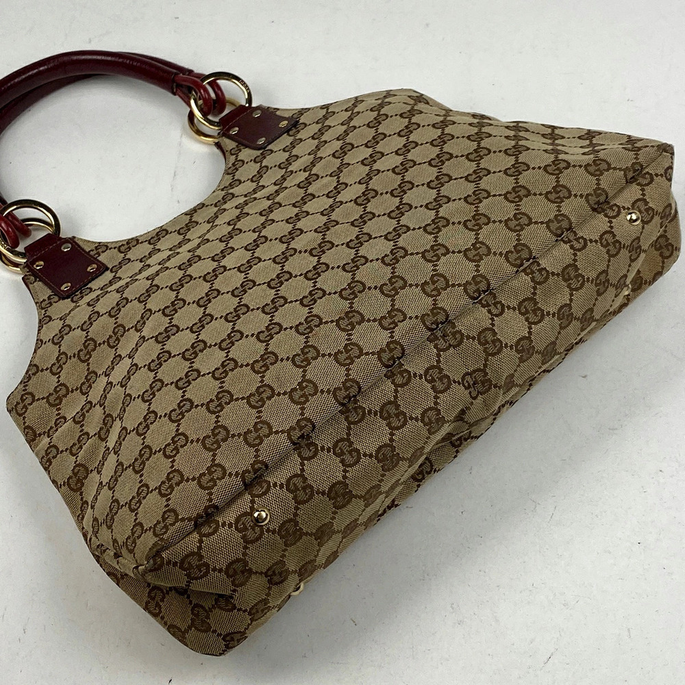 Gucci One GG tote red beige canvas Hobo Shoulder handbag bag